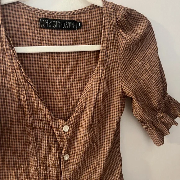 Christy Dawn Lennon Dress | Brown Gingham | Size Small - Picture 4 of 4